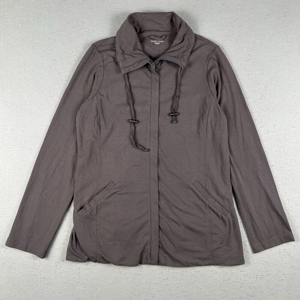 Eileen Fisher Jacket Women’s Small Brown Organic Cotton Full Zip High Neck